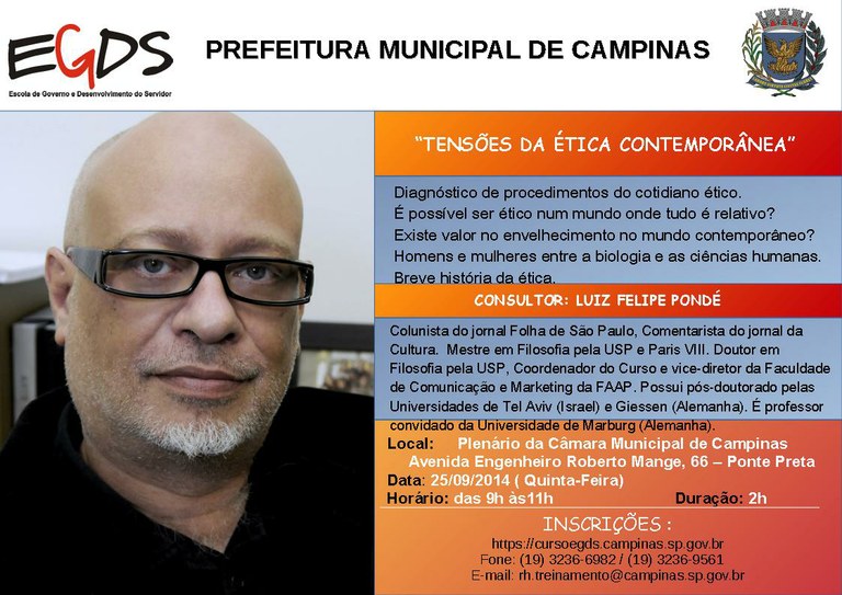 Filósofo Luiz Felipe Pondé faz palestra na Câmara