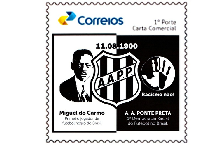 Em parceria com os Correios e a Ponte Preta, projeto Ruas de Histórias Negras – do vereador Carlão – viabiliza selo em homenagem ao time ser a primeira democracia racial do esporte no Brasil