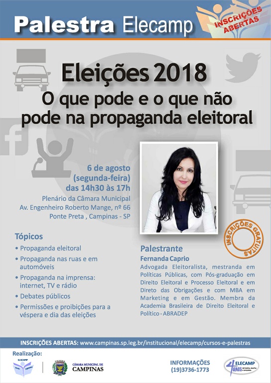 Câmara abriga palestra com o tema “Pode e não pode na propaganda eleitoral”