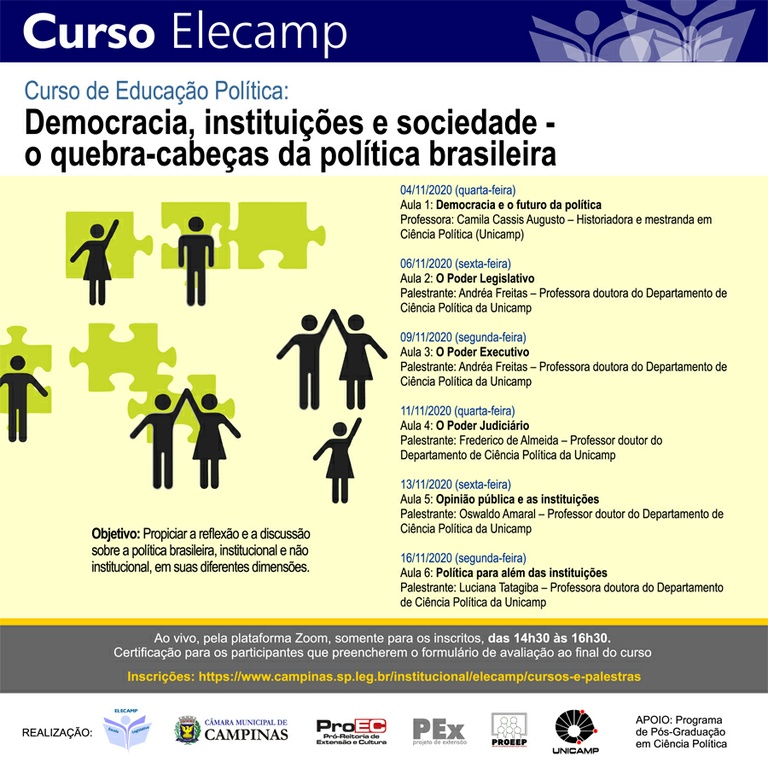 Elecamp promove curso de educação política com professores do Departamento de Ciência Política da Unicamp