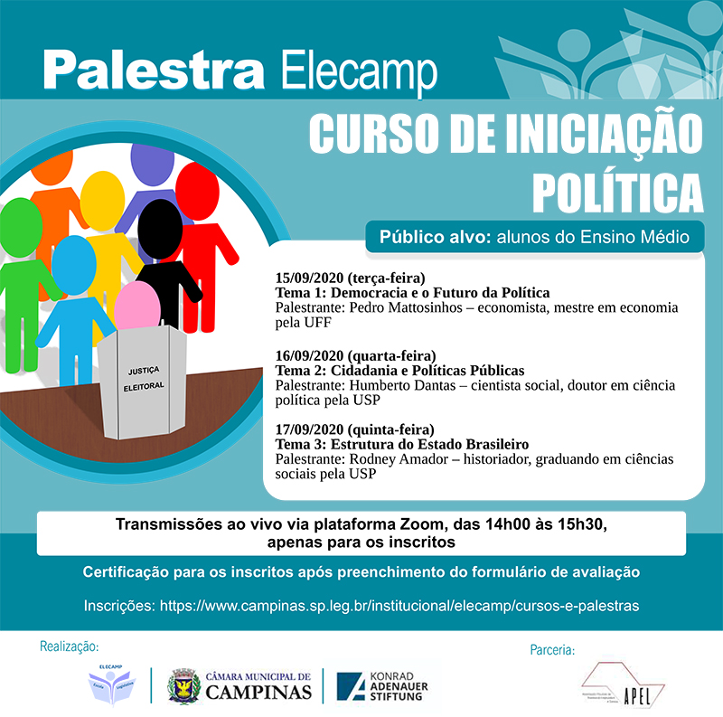 Elecamp e Fundação Konrad Adenauer promovem curso virtual sobre a iniciação política
