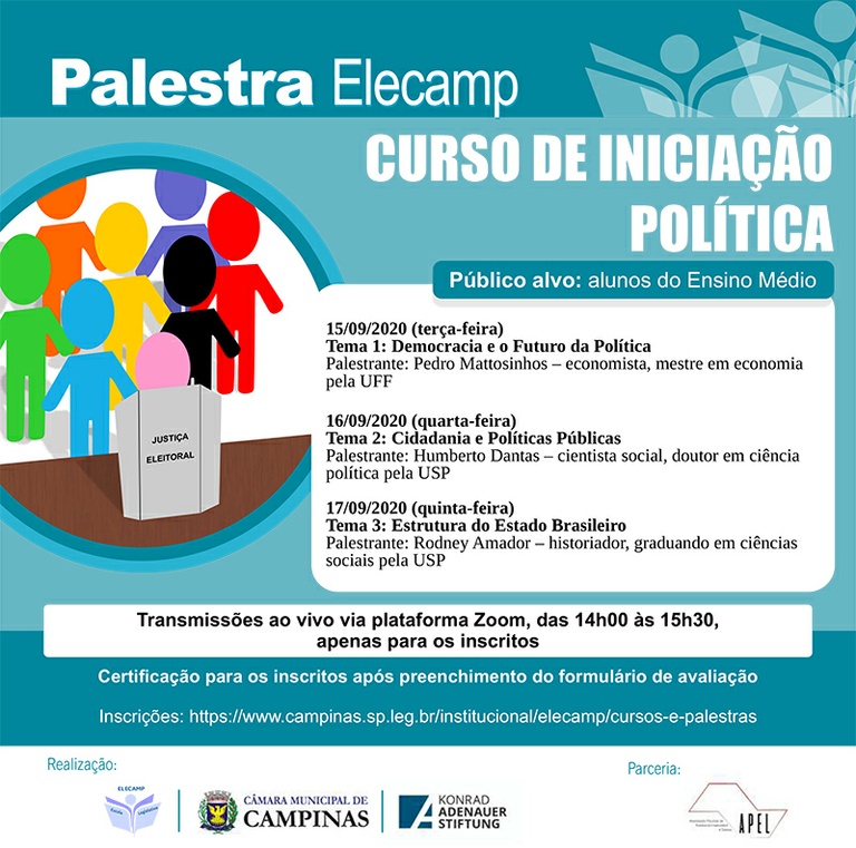 Elecamp e Fundação Konrad Adenauer promovem curso virtual sobre a iniciação política