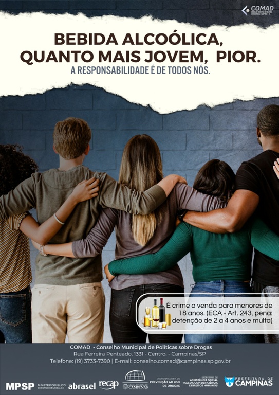 Câmara, Ministério Público e Conselho Municipal de Políticas sobre Drogas lançam campanha para evitar a comercialização de bebida alcoólica para menores de 18 anos