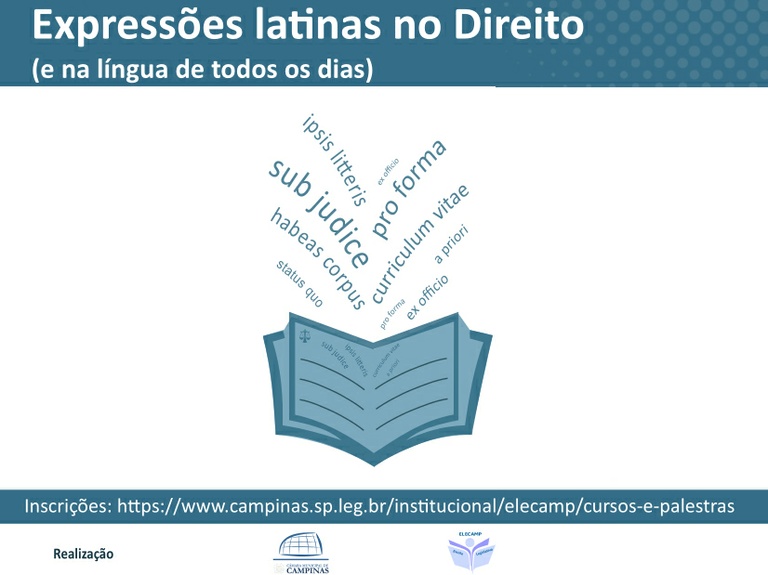 Elecamp está com inscrições abertas para o curso Expressões Latinas no Direito (e na língua de todos os dias)