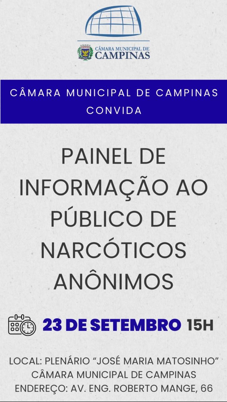 Câmara sedia painel de informação ao público sobre Narcóticos Anônimos