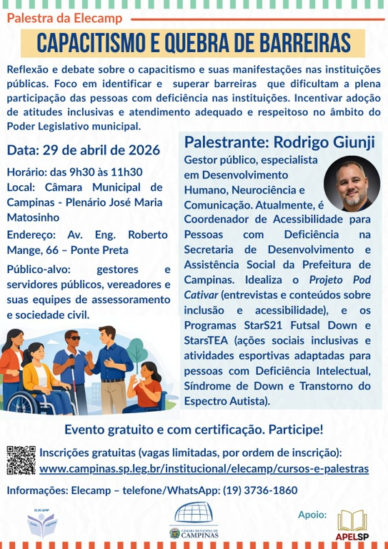 Câmara promove palestra sobre ‘Capacitismo e Quebra de Barreiras’