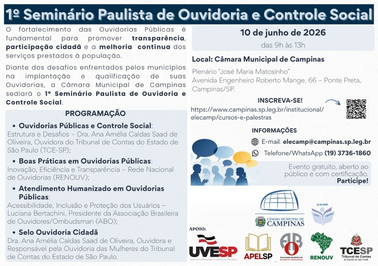 Câmara sedia 1° Seminário Paulista de Ouvidoria e Controle Social
