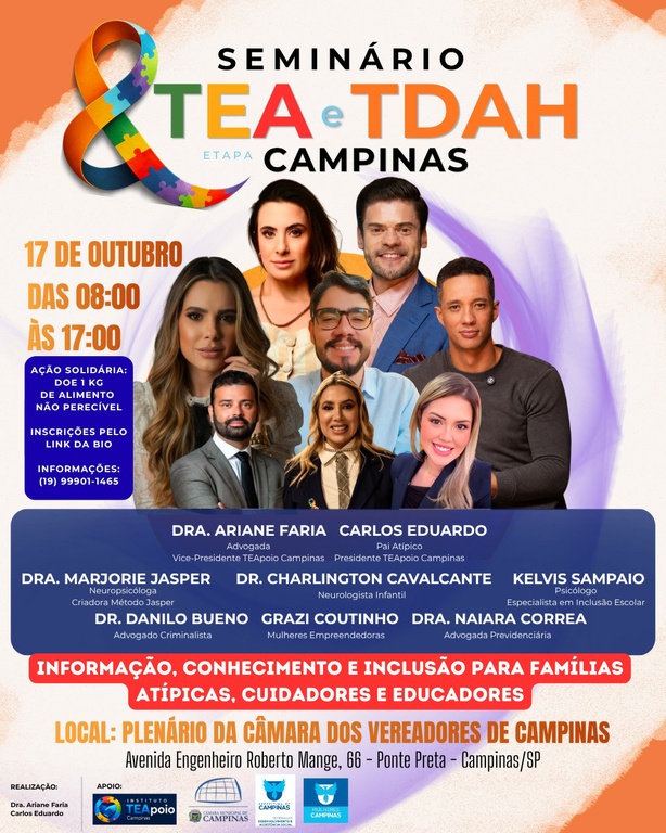 Câmara sedia Seminário sobre TEA e TDAH com convidados referências nacionais e profissionais de diferentes regiões do Brasil