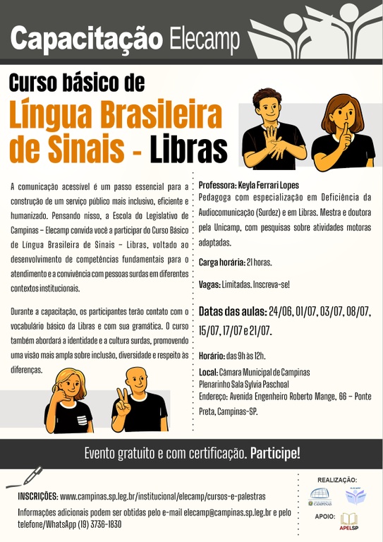24/06 e 01, 03, 08, 15, 17 e 21/07 - Curso Básico de Língua Brasileira de Sinais - LIBRAS