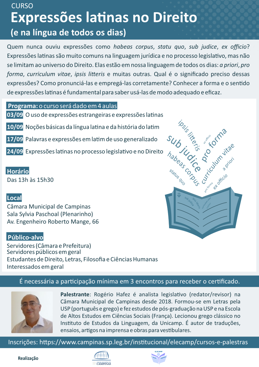 3 a 24/09 - Curso "Expressões latinas no Direito (e na língua de todos os dias)"