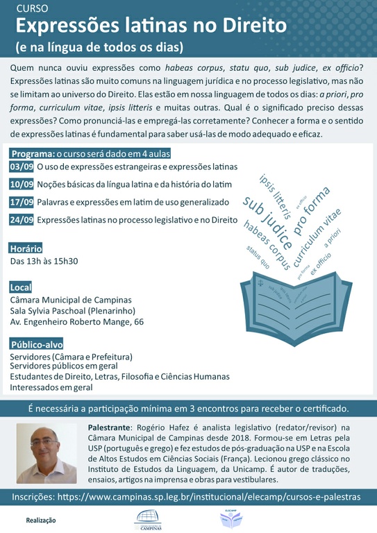 3 a 24/09 - Curso "Expressões latinas no Direito (e na língua de todos os dias)"