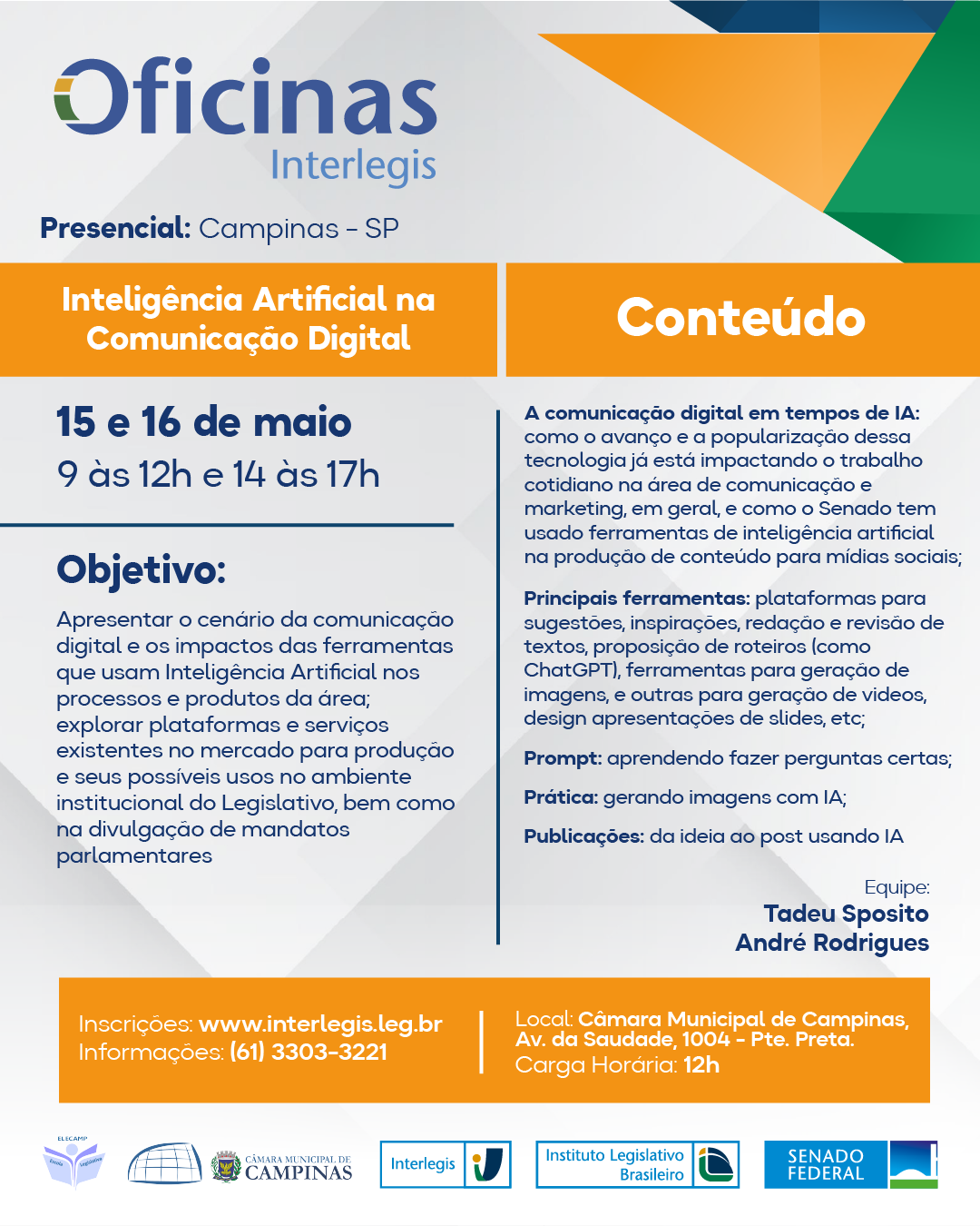 15 e 16/05 - Oficina "Inteligência Artificial na Comunicação Digital"