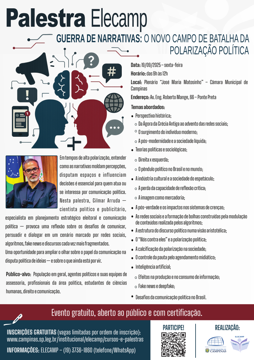 19/09 - Palestra Guerra de Narrativas: O novo campo de batalha da polarização política